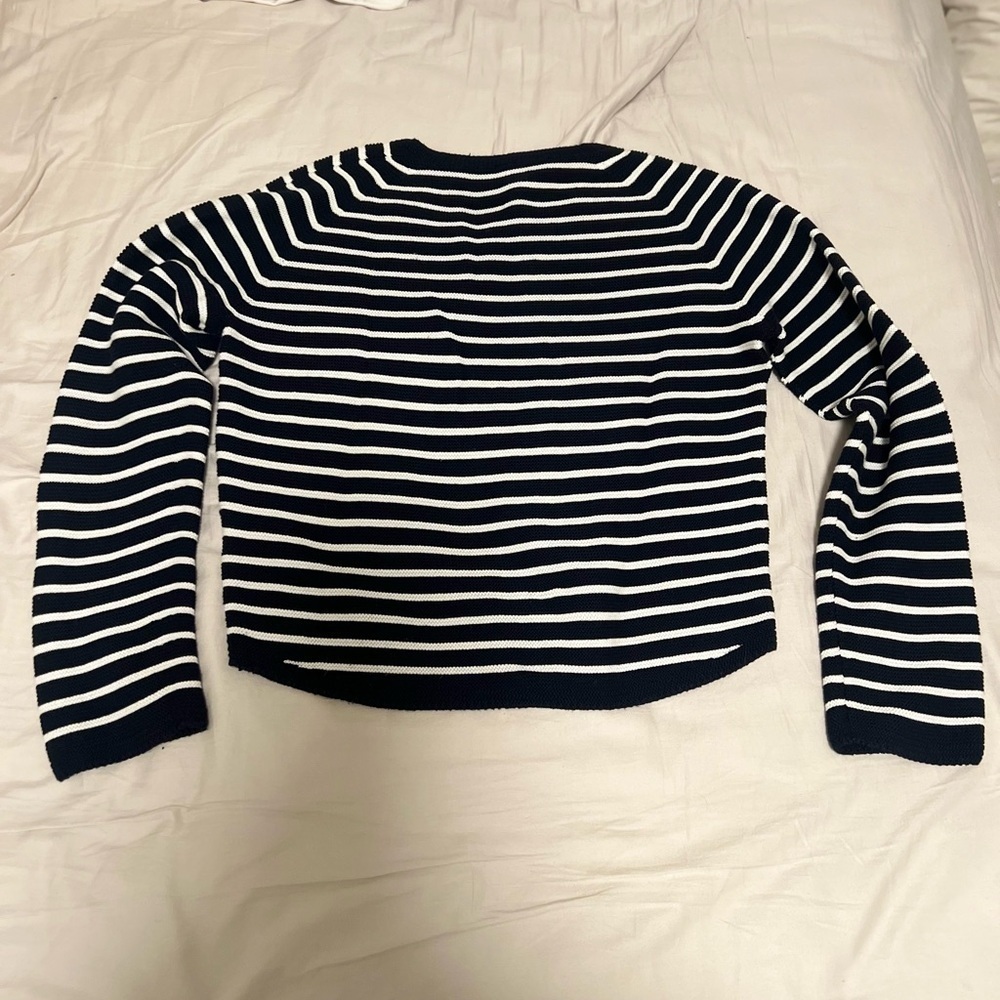 Navy and White Striped Women's Sweater, Uniglo - Picture 3 of 5
